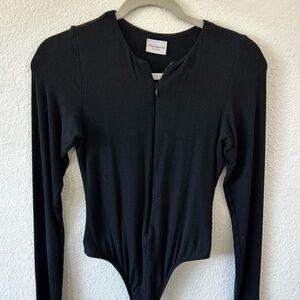 Stillwater Black Ribbed Long Sleeve Top